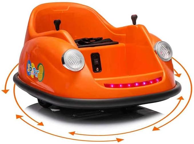 12V Bumper Car for Toddlers, Electric Toy Ride on Battery Car with Kids W/Parent Remote Control, 2-Speed, 360 Degree Spin, Music & LED Lights for Kids, Orange-CubbioJoy