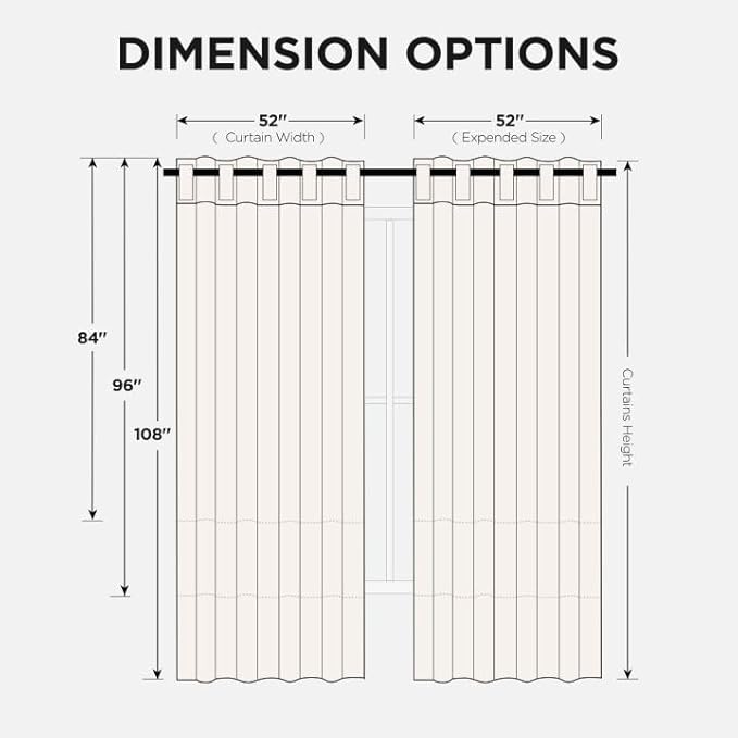 Joydeco Blackout Curtains 96 Inches Long, Thermal Insulated Black Out Curtains 2 Panels Set for Bedroom, Room Darkening Drapes for Living Room Window (W37 x L96 Inch, Light Beige)-CubbioJoy