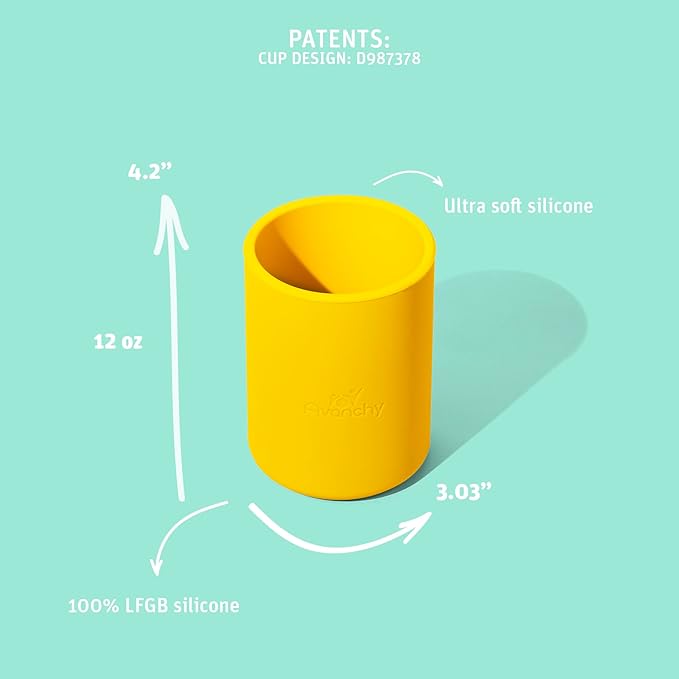 Avanchy Silicone Training Cup – 12 oz Open Cup for Toddlers and Infants – Ideal for Baby Led Weaning and Transitioning from Bottles, Yellow-CubbioJoy