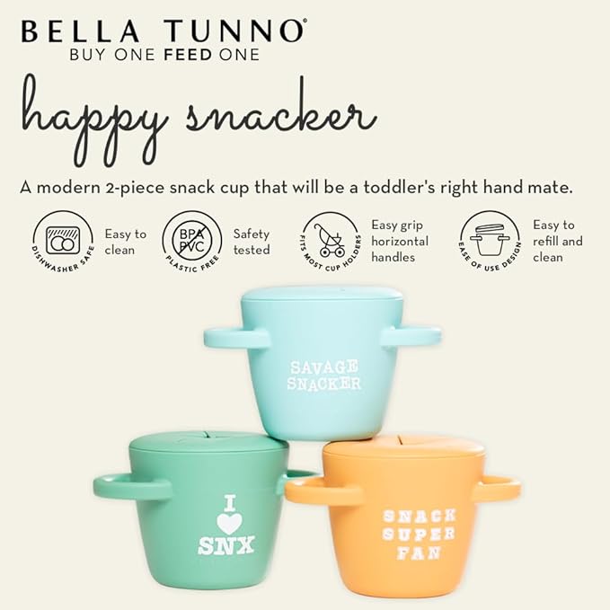 Bella Tunno Snack Cups for Toddlers, Silicone Spill Proof Food Container with Lid, Babies & Kids 6-12 Months, Got Snacks-CubbioJoy