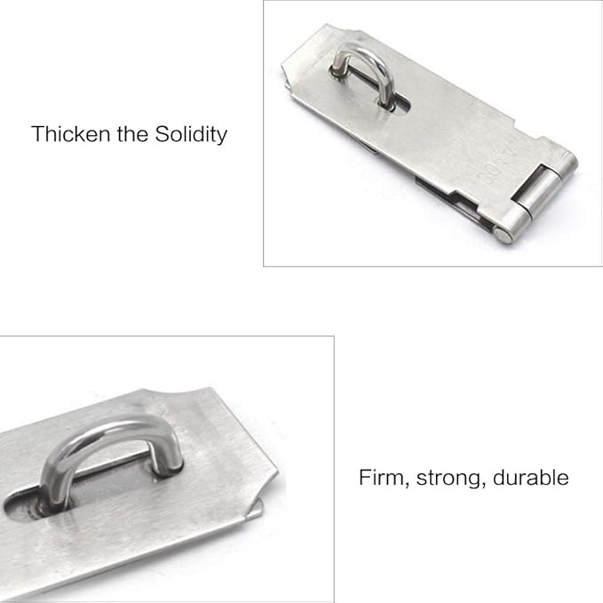 Door Locks Hasp Latch, 3 Inch Stainless Steel Safety Packlock Clasp Hasp Lock Latch, Extra Thick Door Gate Lock Hasp with Screws Brushed Finish 2 Pack-CubbioJoy