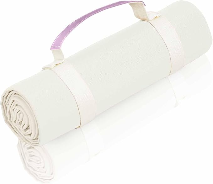 4’9” x 6’3” White Lightweight Water-Resistant Canvas Mat – Picnic, Outdoor, Beach, Park, Camping, Toy Mat-CubbioJoy