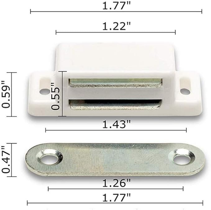Cabinet Magnet Latch - Best for Cabinet Doors, Cupboards, Drawers and Shutters - Cabinet Magnetic Latch Easy Install - Magnetic Cabinet Catch Screws Included - Set of 12(White)-CubbioJoy