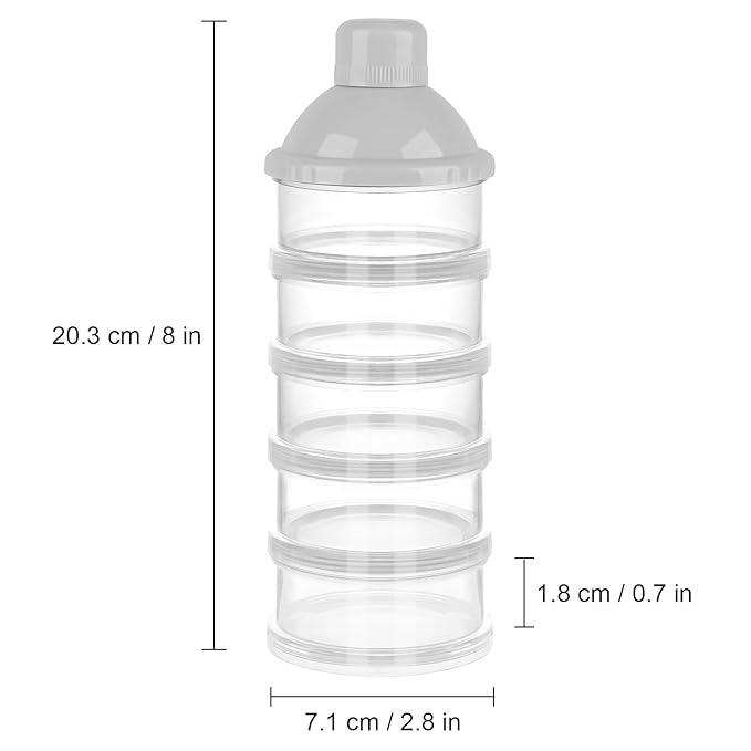 Accmor Formula Dispenser On The Go, 5 Compartments Stackable Formula Container for Travel, Baby Milk Powder Kids Snack Container, BPA Free-CubbioJoy
