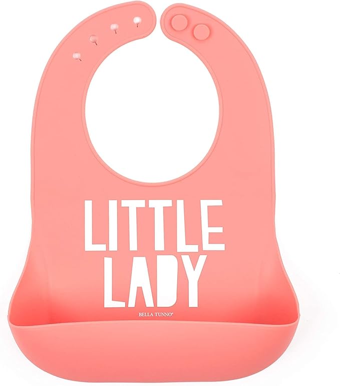 Baby Bib for Eating by Bella Tunno, Waterproof Silicone Bib with Large Food Catcher, Adjustable Fit for Babies 4-12 months & Toddlers 1-3 Years, Boys & Girls, Little Lady-CubbioJoy