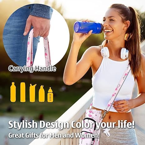 Betsey Johnson Insulated Water Bottle Pouch Holder Carrier Crossbag with Adjustable Shoulder Strap - Lightweight Polyester Accessories with Pockets Good for Hiking Sports-CubbioJoy