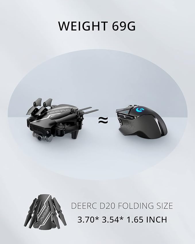 DEERC D20 Mini Drone for Kids with 720P HD FPV Camera Remote Control Toys Gifts for Boys Girls with Altitude Hold, Headless Mode, One Key Start Speed Adjustment, 3D Flips 2 Batteries, Black-CubbioJoy