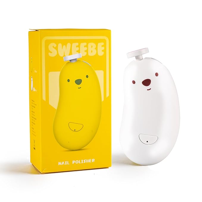 Baby Nail File Electric, Gentle Rechargeable Nail Trimmer, Baby Nail Clippers Grooming Kit Manicure Set for Infant Toddler or Adults, 6 Grinding Head Replacement Pads White-CubbioJoy