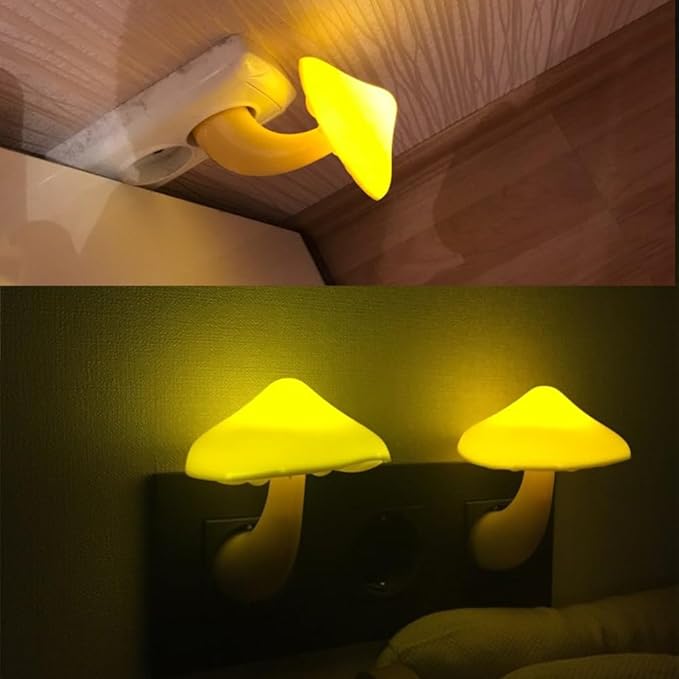 AUSAYE 5 Pack Sensor LED Night Lights Plug in Lamp Mushroom Light for Adults Kids NightLight Bedroom,Bathroom,Toilet,Hallway,Stairs,Kitchen,Basement Warm Yellow-CubbioJoy