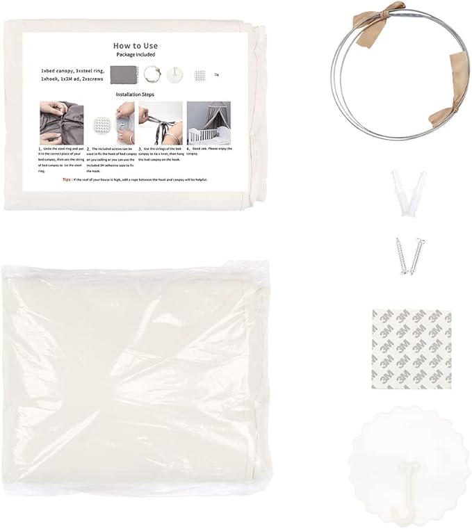 Bed Canopy with Frills Reading Nook Game Tent for Kids Boho Hanging Net Play Room Decor(Beige)-CubbioJoy