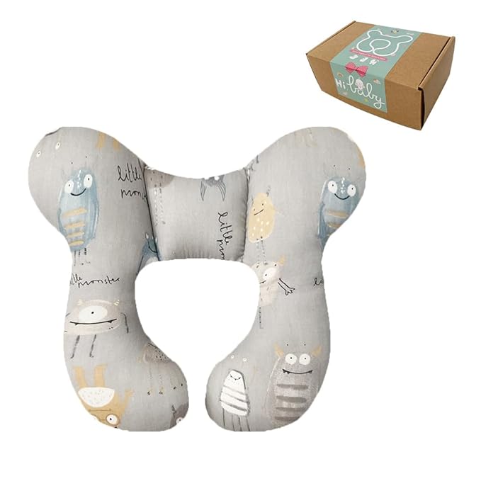 Baby Head Rest Pillow for Stroller Cartoon Neck Chin Support Pillows for Infants Toddler Neck Protection Cushion for Travelling, Monster-CubbioJoy