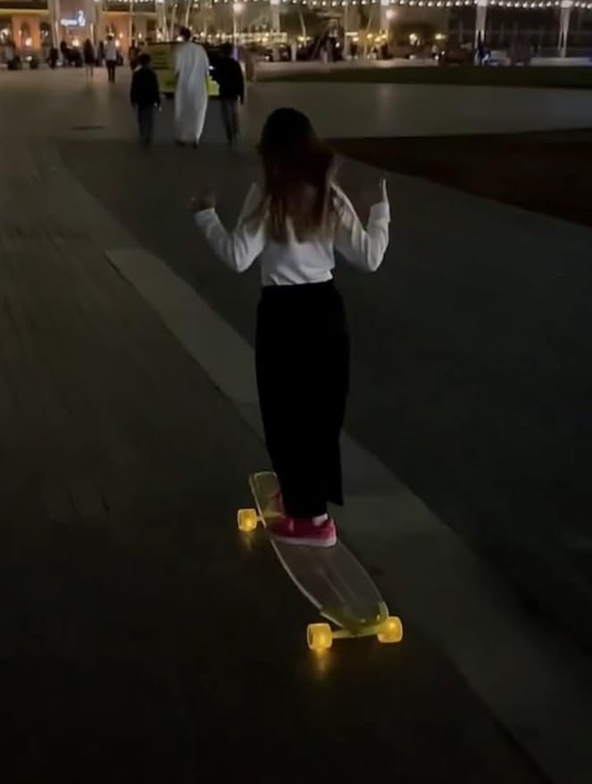 Clear Longboard Skateboard - Transparent Acrylic Long Boards with Light-Up LED Wheels for Smooth Rides - Ride The Streets in Style with Longboard Built for Beginners & Pros Alike-CubbioJoy