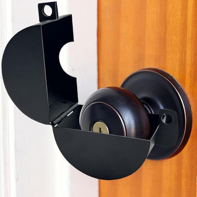 Door Knob Lockout Device with Password Lock and Key Lock Prevents Operating The Knob Cover to Disable Faucet Valve Spigot Dementia Door Locks for Elderly (Silver)-CubbioJoy