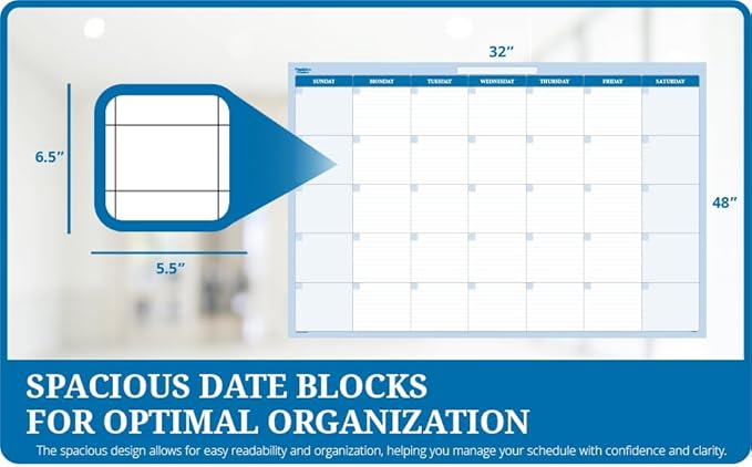 30-Day 1-Month Dry and Wet Erasable Wall Calendar Planner (Horizontal 32" 48", Sky Blue)-CubbioJoy