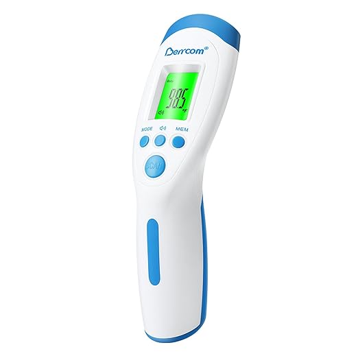 Berrcom Non-Contact Infrared Forehead Thermometer for Adults and Kids, 3-in-1 Digital Fever Thermometers with LCD Display and Fever Alert, Contactless Temperature Reader-CubbioJoy