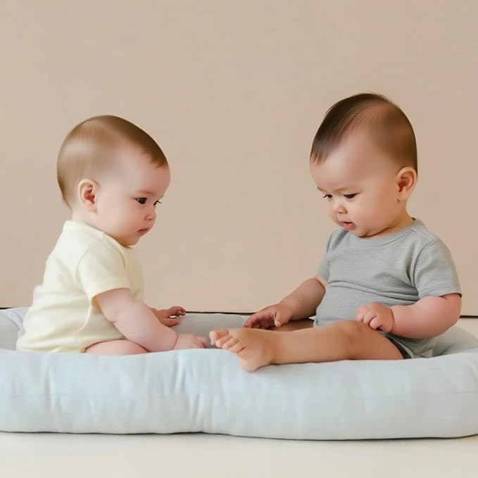 Baby Lounger - Snuggle Cozy Me Infant Lounger for Newborns | Breathable & Soft, Portable Awake-Time Pad, Essential Baby Gift- Blue (Lounger Cover Included)-CubbioJoy