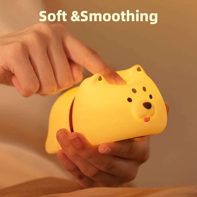Cute Puppy Night Light for Baby Kids - Rechargeable Touch Control Night Light with 3 Brightness, Warm Light, Timer & Soft Silicone - Nursery Bedroom-CubbioJoy