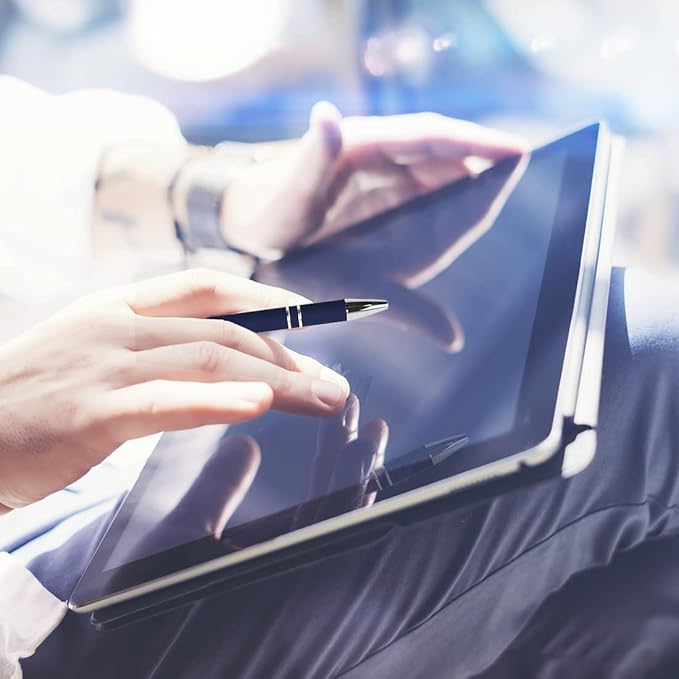 Ballpoint Pen with Stylus Tip, Soft Touch Click Metal Pen, 1.0mm Medium Point, Black Ink, 12 Count(Mixed Color)-CubbioJoy