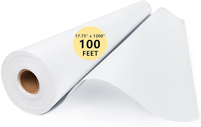 Art Paper Roll for Crafts, Drawing & Painting, 17.75"x1200" (100') White Gift Wrapping Craft Kraft Bulletin Board Poster Banner Coloring Paper, Kids Art Supplies, Wedding Floral Supplies 80GSM 55LB-CubbioJoy