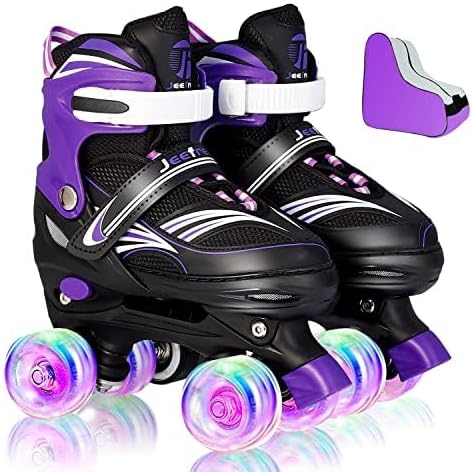 Adjustable 4 Size Kids Roller Skates With Light up Wheels for Girls Ages 5-8-12, Safe and Fun Illuminating Skates for Kids, Toddlers, Boys-CubbioJoy