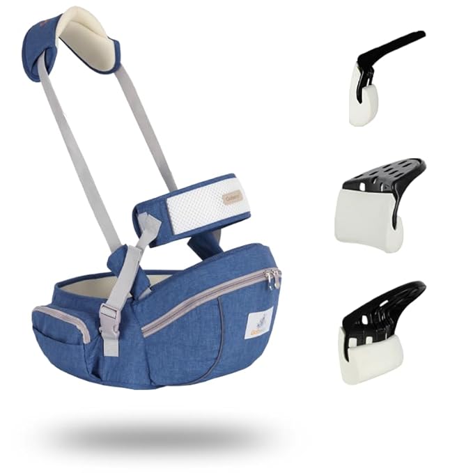Baby Hip Seat Carrier Baby Waist Stool for Child Infant Toddler with Adjustable Strap Buckle Pocket Soft Inner Huge Storage (Navy Blue)-CubbioJoy