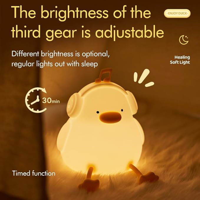 ATSUI Night Light for Kids, Squishy Duck Design, 3 Level Dimmable, Silicone Construction-CubbioJoy