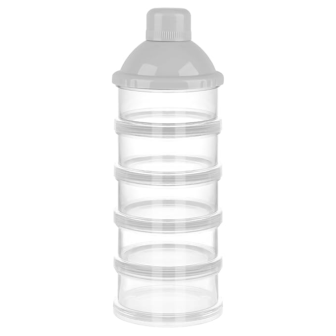 Accmor Formula Dispenser On The Go, 5 Compartments Stackable Formula Container for Travel, Baby Milk Powder Kids Snack Container, BPA Free-CubbioJoy