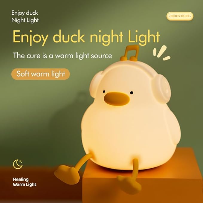 ATSUI Night Light for Kids, Squishy Duck Design, 3 Level Dimmable, Silicone Construction-CubbioJoy
