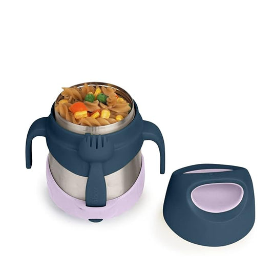 b.box Insulated Food Jar with Spork for Toddlers | Easy Open Container | Stainless Steel, 5hrs + of perfect temperatures | Dishwasher safe, BPA Free (Indigo Rose, 11 oz)-CubbioJoy