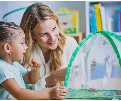 Insect Lore Butterfly Farm - Live Cup of 5 Caterpillars, Reusable Habitat, STEM Butterfly Activity Journal & Supplies - Grow, Observe and Release Painted Lady Butterflies-CubbioJoy