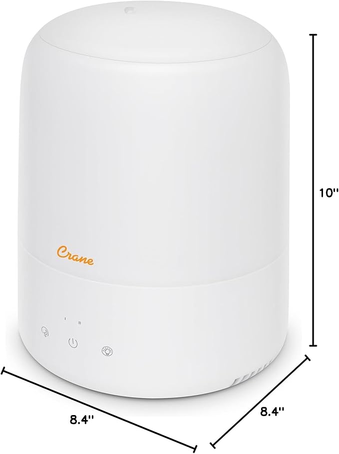 Crane Top Fill Mini Humidifier for Bedroom and Nursery 3-in-1 Essential Oil Diffuser Sleep Light 0.5 Gallon Baby Humidifier-CubbioJoy