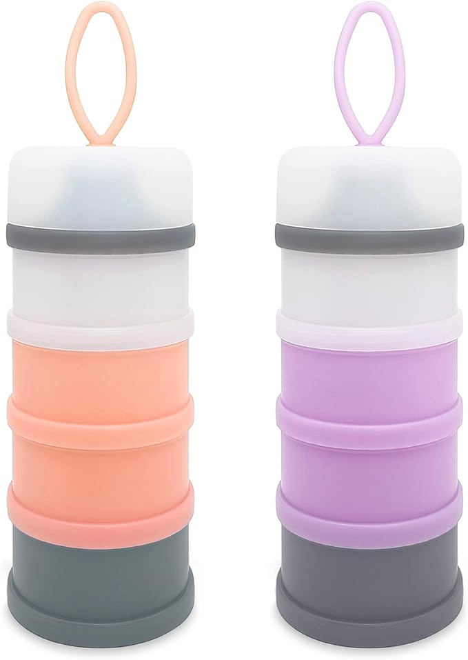 Baby Formula Dispenser, Formula Container, Portable Milk Powder Dispenser Container, Baby Feeding Travel Storage Container, Non-Spill Stackable Baby Snack Storage Container, BPA Free, 2 Packs-CubbioJoy