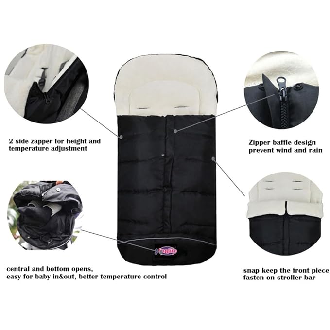 Cozy Baby Sleeping Bag Adaptable for Most Style Strollers,Comfortable Warm Coral Lining, Practical Design of Toddler Stroller Footmuff-CubbioJoy