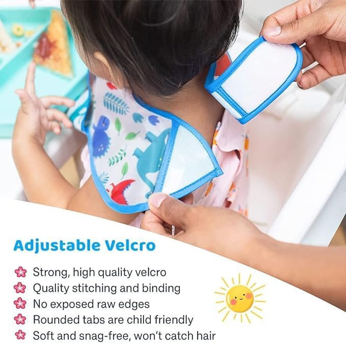 Baby bibs Waterproof Toddler bib - Feeding bib with Pocket for Infant Boy Girl Washable 6-36M-CubbioJoy