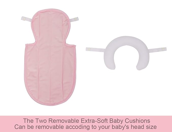 COOLBEBE New 2-in-1 Babybody Supports for Baby Newborn Infants - Extra Soft Stroller Cushion Pads Car Seat Insert, Perfect for Carseats, Strollers, Swings, Pink-CubbioJoy