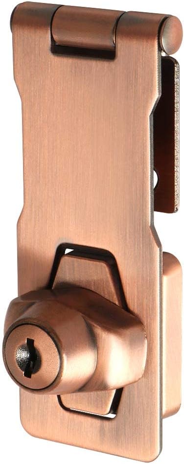 Alise Keyed Hasp Lock,4 Inch Safety Packlock Clasp Hasp Lock Latch with Lock,Door Hinge Lock with Keys Keyed Locking Hasp for Cabinets Closets Doors,Red Bronze-CubbioJoy