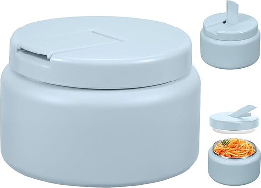 13.5oz Kids Thermos for Hot Food, Insulated Vacuum Food Jar with Buckle Lid, Stainless Steel Wide Mouth Leak Proof Insulated Lunch Container for School Picnic Travel, Blue-CubbioJoy