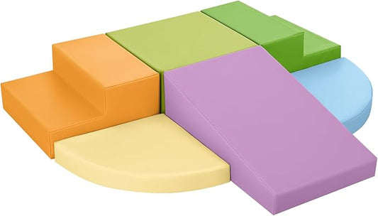 6-Piece Foam Climbing Blocks for Toddlers: Baby Foam Climbing Gym PU Leather Colorful Indoor Toy Building Blocks-CubbioJoy