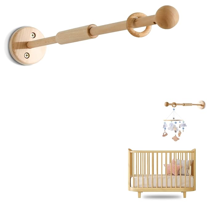 Baby Crib Mobile Arm,HBM Wooden Mobile Arm for Crib Mobile Hanger for Crib Baby Girl Nursery Decor-CubbioJoy