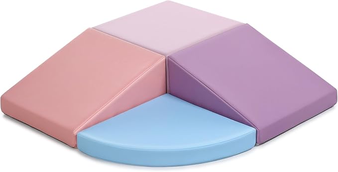 Climbing Foam Blocks for Toddlers: PU Leather Foam Blocks for Kids Active Play - Toddler Climbing Toys Indoor - Durable Playground Gym Preschool Toddler Toys for Boys and Girls (Purple/Pink)-CubbioJoy