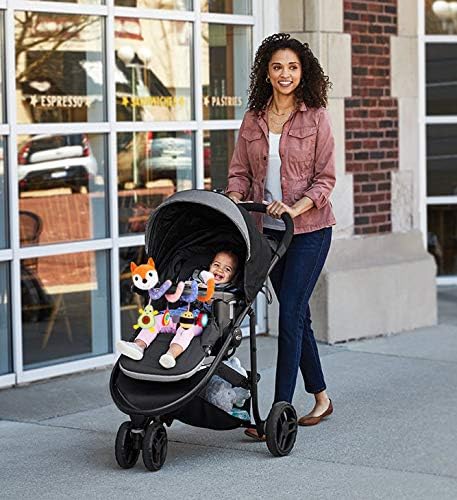 Car Seat Toys, Baby Plush Spiral Hanging Toys for Stroller Crib Bar Bassinet Car Seat Mobile with Music Box BB Squeaker Rattles- Orange Fox-CubbioJoy