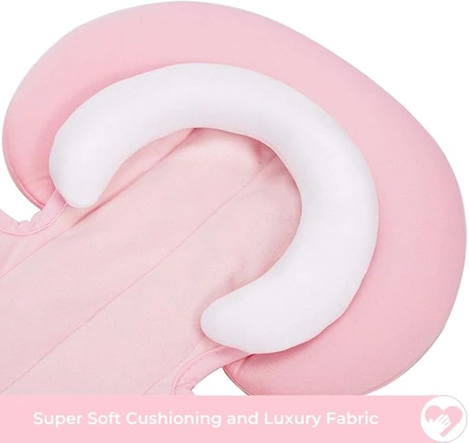 COOLBEBE New 2-in-1 Babybody Supports for Baby Newborn Infants - Extra Soft Stroller Cushion Pads Car Seat Insert, Perfect for Carseats, Strollers, Swings, Pink-CubbioJoy
