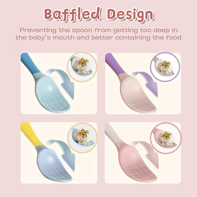 Baby Utensils Spoons and Forks Set Bendable Self-Feeding Silverware for Toddler Children with Travel Case Gum Friendly Food Grade (4 Set)-CubbioJoy
