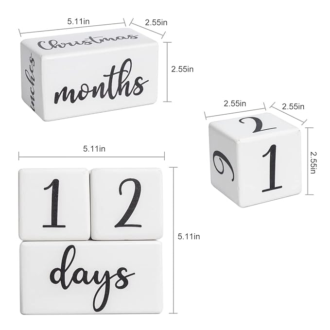 Baby Monthly Milestone Blocks for Boy or Girl, Milestones Age Photo Block Set for Baby Shower, Pregnancy Countdown, 7 Pcs-CubbioJoy