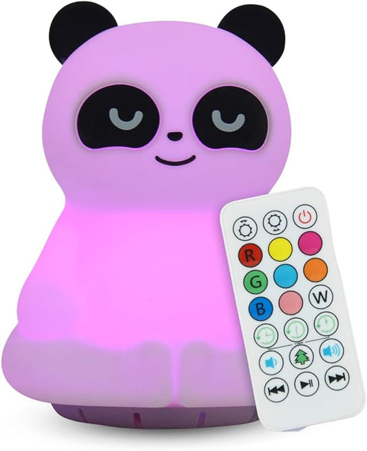 Combined Bluetooth Speaker & LED Nightlight With 9 Color Emissions, Child Friendly Silicone & BPA Free Monkey, USB Recharging, Receives Audio From Computer, Phone Or Tablet, Remote Control (Panda)-CubbioJoy