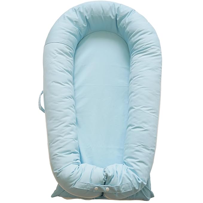 Deluxe Infant Lounger, Baby Nest Cover for Baby Girls & Boys, Newborn Essentials for Baby 0-12 Months, 100% Cotton (SummerSky)-CubbioJoy