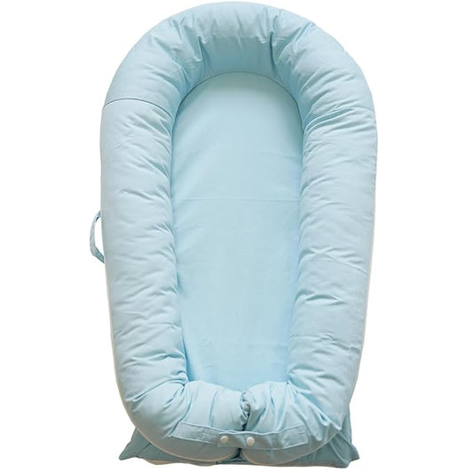 Deluxe Infant Lounger, Baby Nest Cover for Baby Girls & Boys, Newborn Essentials for Baby 0-12 Months, 100% Cotton (SummerSky)-CubbioJoy