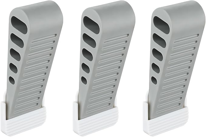 JQK Rubber Door Stopper Wedge, Grey 3 Pack Soft TPR Premium Door Stops for Bottom of Heavy Duty Door on Tile, Concrete, Carpet, Wooden Floor, DSB61-GY-P3-CubbioJoy