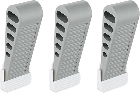 JQK Rubber Door Stopper Wedge, Grey 3 Pack Soft TPR Premium Door Stops for Bottom of Heavy Duty Door on Tile, Concrete, Carpet, Wooden Floor, DSB61-GY-P3-CubbioJoy