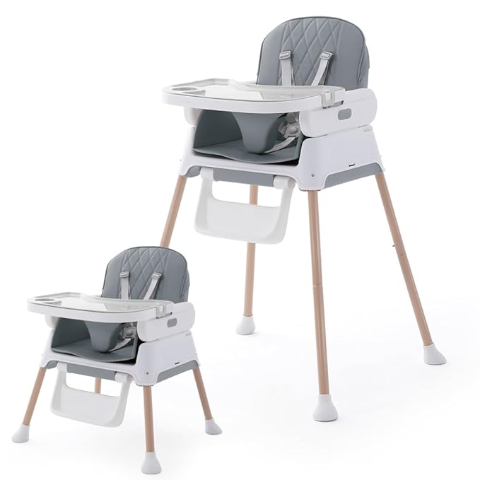 3 in 1 Baby High Chair,Adjustable Convertible Chairs Baby High Chairs for Babies and Toddlers,Portable and Easy to Clean,Gray-CubbioJoy